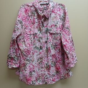 Floral Pink and Green Women's Top